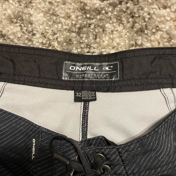 O'Neill Black and Green Striped Board Shorts - Picture 3 of 5